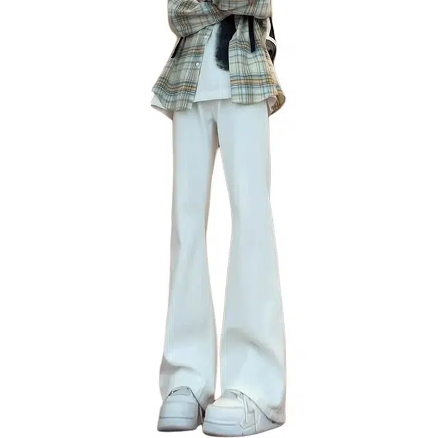 加荣 弯刀微喇裤薄款高个子加长直筒不贴腿牛仔裤 男女同款