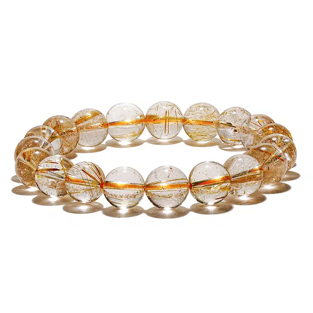 【旺财旺事业 吸睛更吸金】 凤凰涅磐 精品满发 暴富之石 提升财运 轻奢高级原创手工设计#好运天然 金发晶 水晶手串 女款