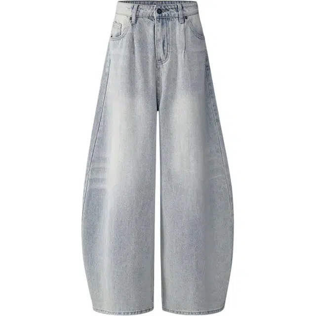 玫丝朵 美式复古辣妹裤子阔腿裤直筒牛仔裤 女款