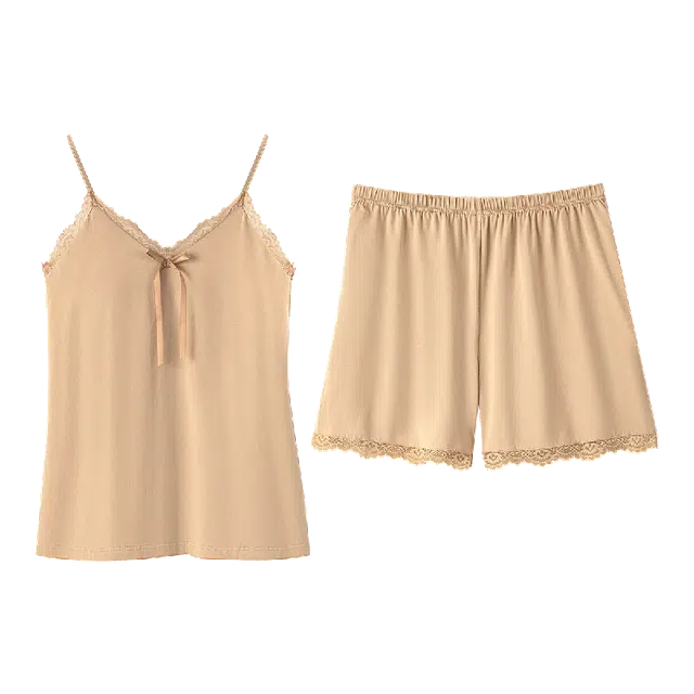 梦特娇 柔软舒适亲肤百搭无袖三分裤睡衣套装 女款