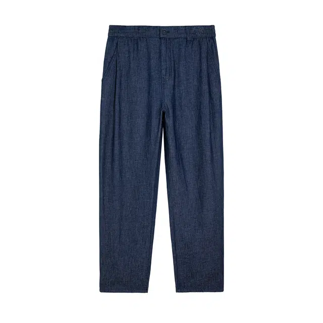 丹宁哲学 高档汉麻棉混纺夏季薄款透气宽松单褶牛仔裤 男款