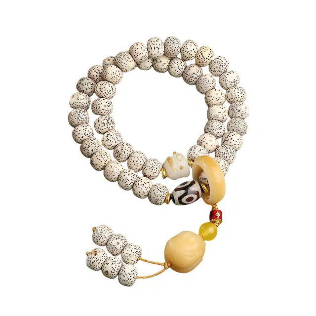 子婳 新中式复古国潮招财纳福诸事顺逐三眼天珠手持多圈佛珠文玩 星月菩提 珠串 男女同款情侣款