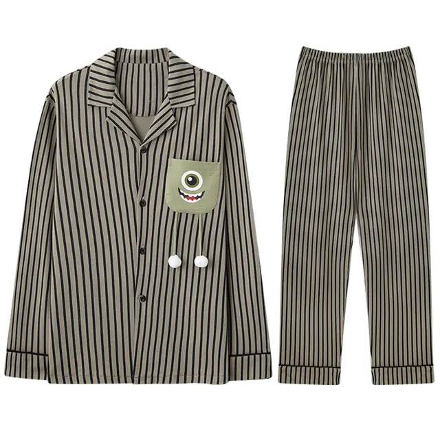 向薇 春秋四季款纯棉长袖男式男生家居服睡衣套装 男款