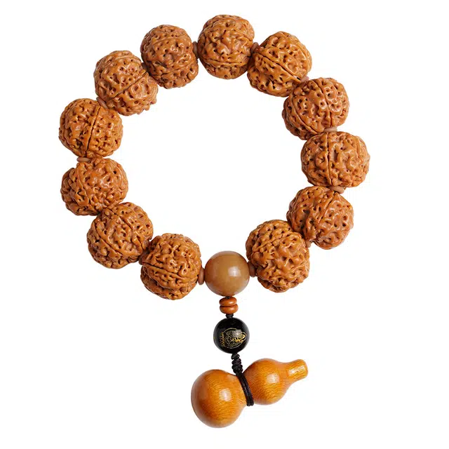 宣华意 高品质 盘玩佛珠手持六瓣龙纹满肉文玩配饰葫芦吊坠 金刚菩提 手串 男款