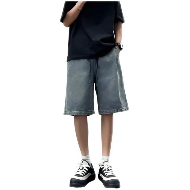 木木兔 休闲美式潮流百搭裤子薄款牛仔短裤 男款
