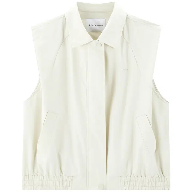 太平鸟 简约时尚工装风休闲百搭宽松翻领无袖马甲 女款