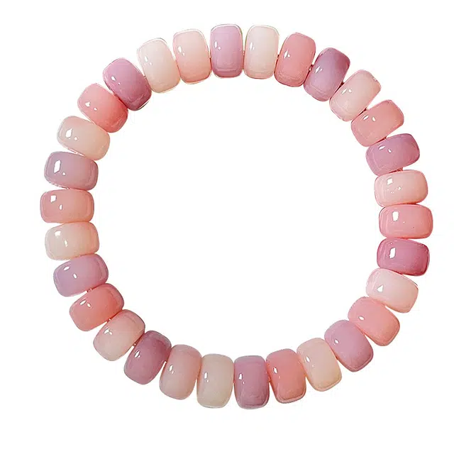 絮物 国潮新中式文玩盘玩诸事顺遂粉红药片珠直切文玩盘玩静音 菩提根 手串 男女同款情侣款