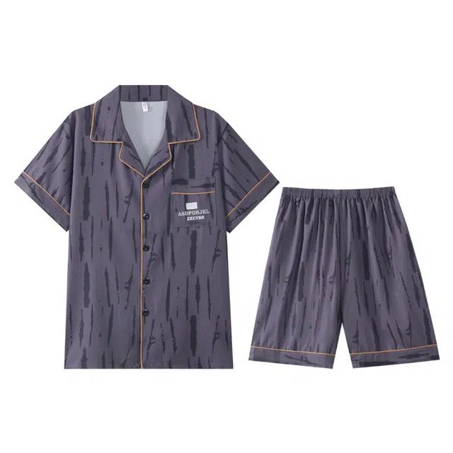 向薇 冰丝男士夏季短袖短裤薄款夏天青少年家居服可外穿睡衣套装 男款