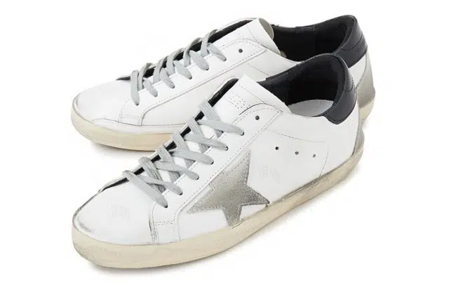 Golden Goose Super-Star Black Heel Gray Star