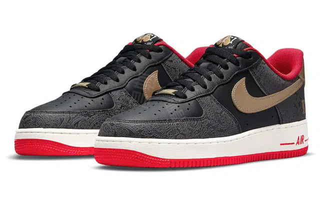 Nike Air Force 1 Low Black Red Gold