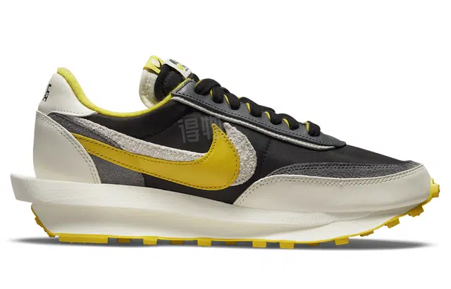 Sacai x UNDERCOVER x Nike LDWaffle black and bright citron