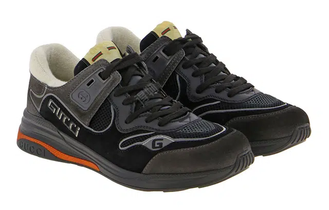 Gucci Suede Mesh Low Top Sneakers Black Brown