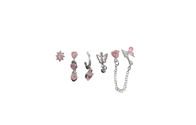 迎百宝 粉黛蝴蝶 爆闪蝴蝶精灵浪漫优雅修饰脸型 招财纳福 灵动优雅气质梦幻少女心一周不重样套装#好运 合金 耳钉 男女同款情侣款