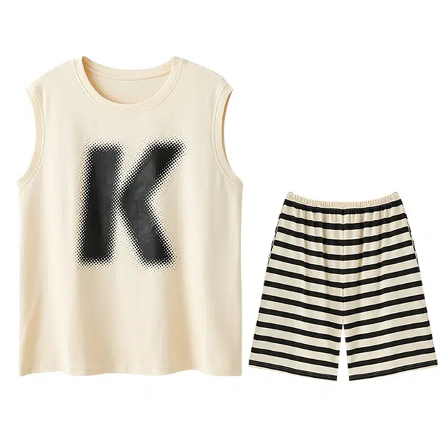 向薇 夏季纯棉薄款背心女士家居服无袖休闲夏天睡衣套装 女款