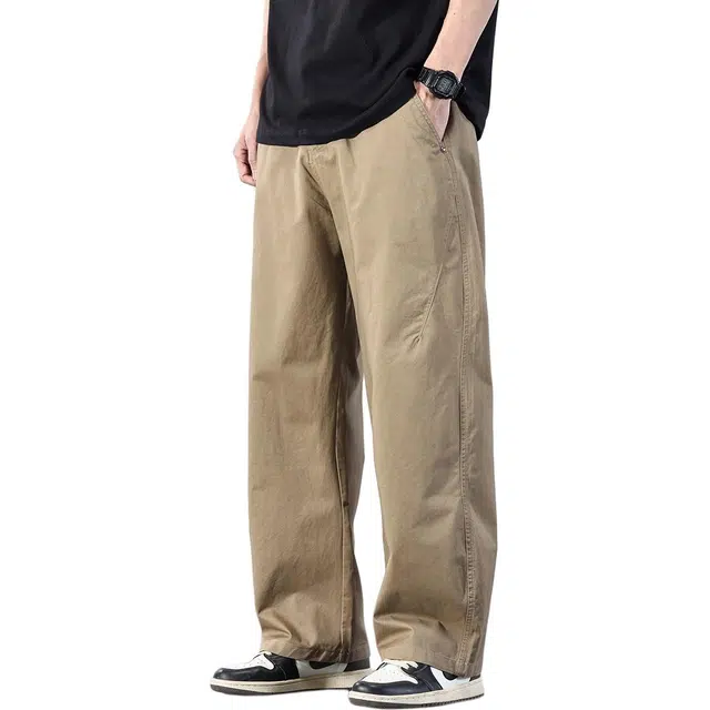 潮人榜 夏季薄款美式高街宽松直筒裤子潮牌百搭简约阔腿休闲裤 男女同款