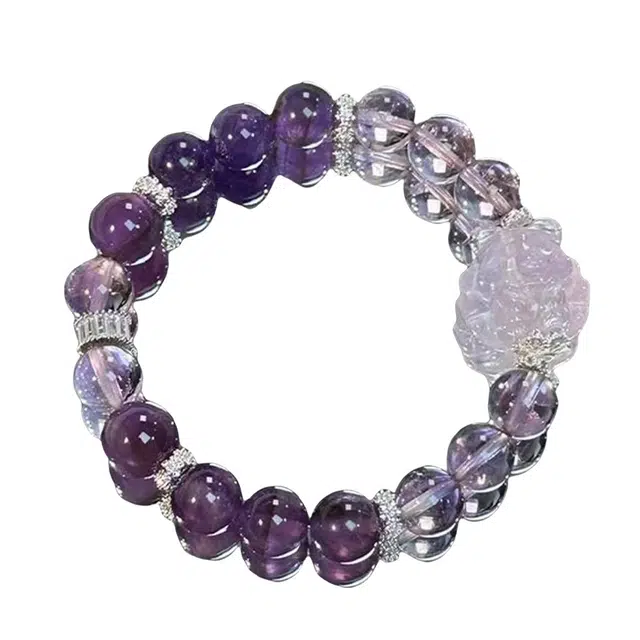 迈奇的礼物 小熊 招财暴富 转运 守护 上岸新中式国潮文艺清新甜美复古小众高级气质优雅百搭高颜值#好运 紫水晶 手链 女款