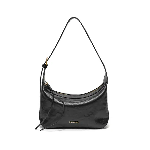 西木汀 朝暮 小众设计高级感通勤百搭 牛皮 单肩包 常规 女款 深邃黑/米白色/水雾蓝