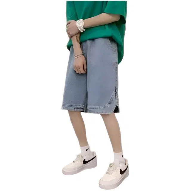 木木兔 男士夏季短裤美式潮流百搭男生裤子简约宽松薄款潮牌直筒水洗五分裤夏天牛仔裤 男款