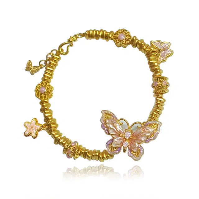 谧月珠宝 蝴蝶飞舞 甜蜜小巧精致可爱 甜酷百搭森系高级感#好运 合金 手链 男女同款情侣款