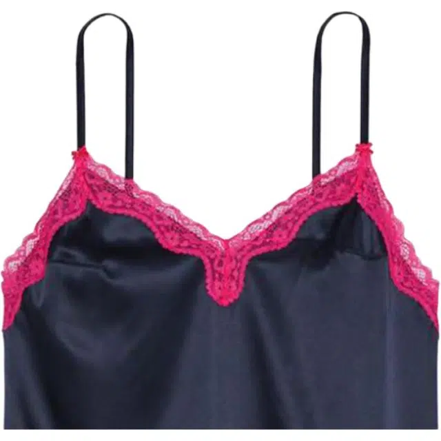 Victoria's Secret Tease Satin Lace-Trim Mini SlipNoir Navy V