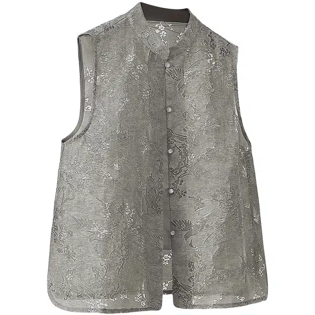 她池 轻薄透气新中式镂空马甲 女款