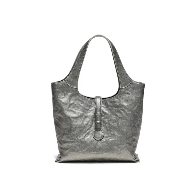 西木汀 消愁 小众设计高级感通勤百搭托特包 牛皮 单肩斜挎手提包 女款 古银色/米白色/深邃黑