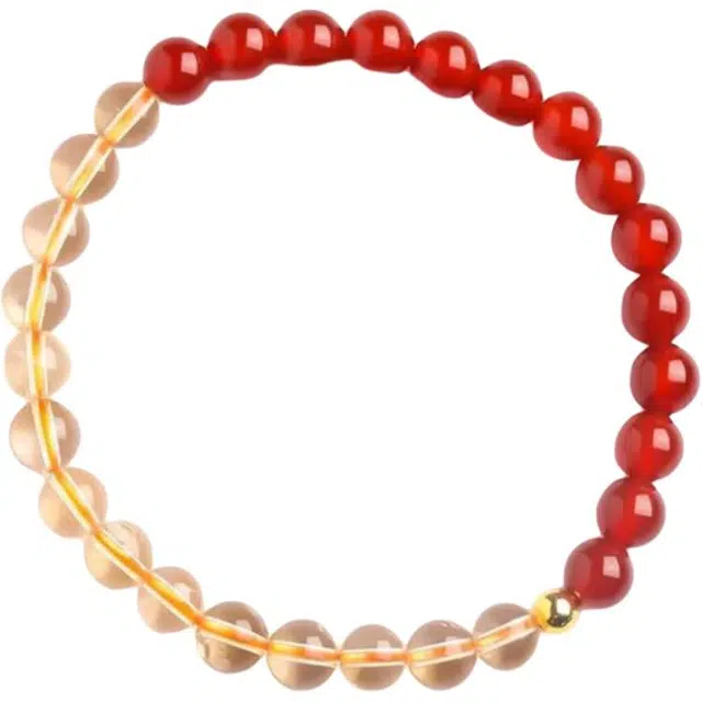 倾爱 红玉生辉金五行补火土暴力黄水晶情绪稳定招财串珠天然 玛瑙 手串 女款