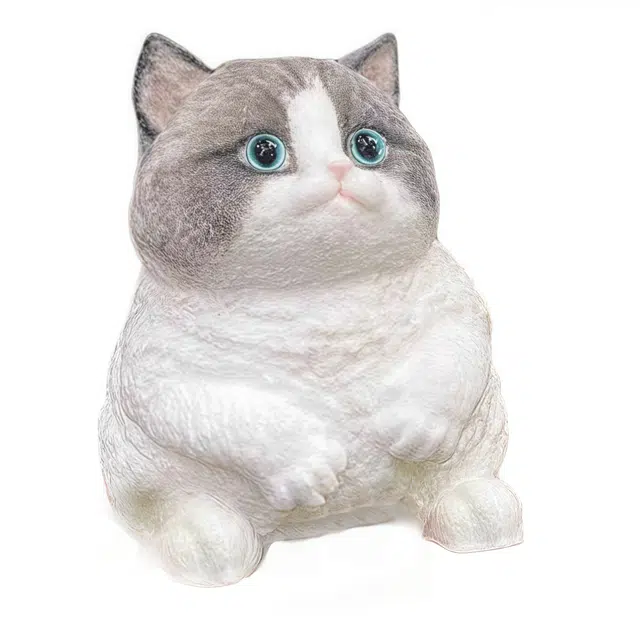 悦悦熊 猫咪捏捏乐 蓝白英短胖呼呼小猫咪 招财猫 软糯解压发泄 陪伴玩具公仔 模型