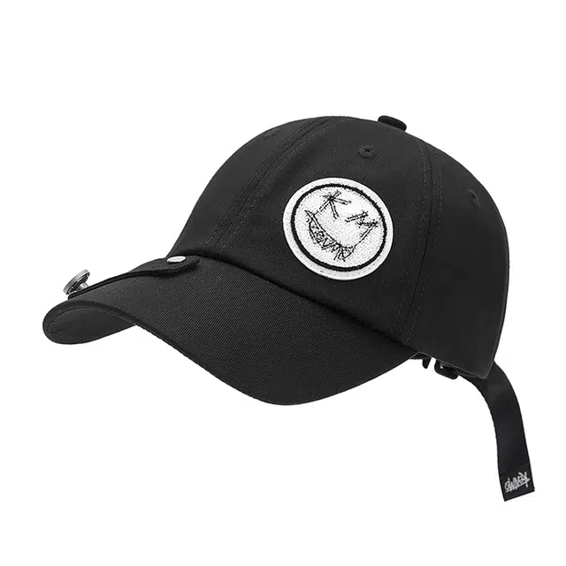 肯默 个性金属笑脸飘带设计遮 棉 鸭舌帽 男女同款情侣款