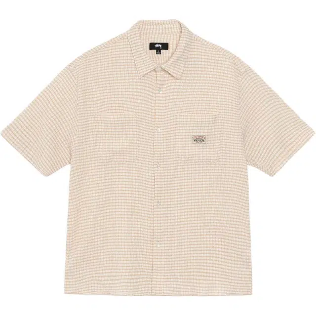 Stussy SS25 CRINKLED CHECK SS SHIRT logo