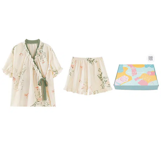 欧诗帛 高颜值韩版甜美短袖短裤宽松家居服可外穿夏季睡衣套装 女款