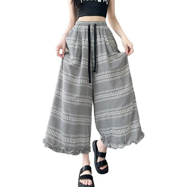 纤丝鸟 高腰合身适中阔腿休闲裤 女款