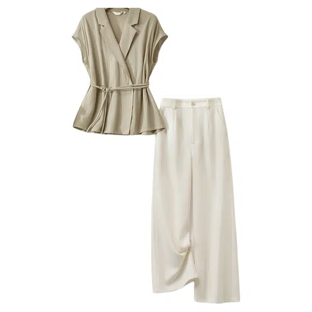 潞优野 轻奢马甲八分裤两件套夏季高级感修身西装套装 女款