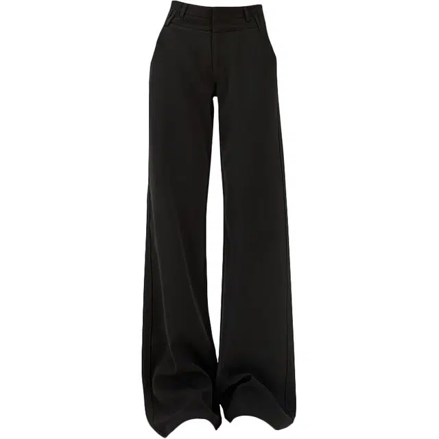 拾籍 简约休闲宽松百搭微喇阔腿裤女夏季街头时尚低腰腰显瘦垂感拖地西装裤 女款