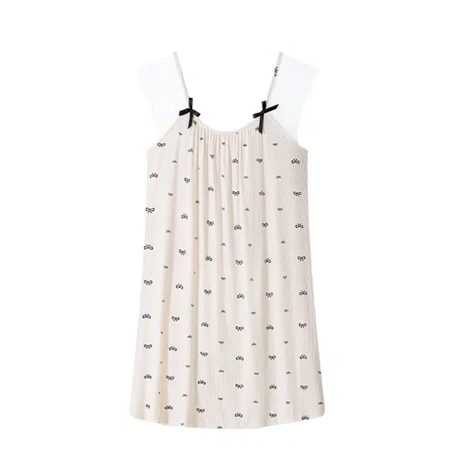 俏韵 圆领夏季吊带莫代尔蝴蝶结性感薄款家居服可外穿睡裙 女款