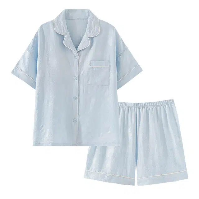 欧诗帛 夏天女云朵棉带胸垫高颜值甜美可爱宽松短袖家居服可外穿睡衣套装 女款