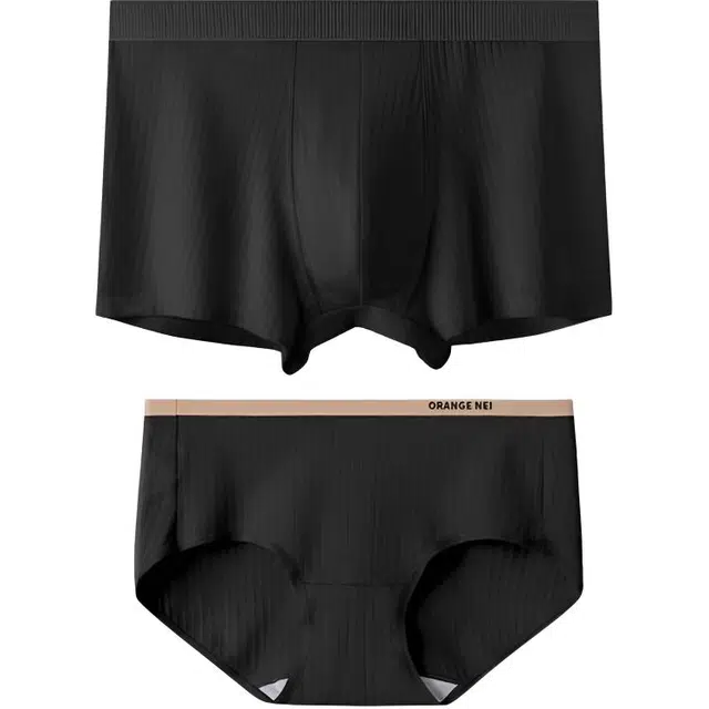 潞优野 简约风情侣纯棉纯色大码中腰螺纹舒适透气内裤 男款