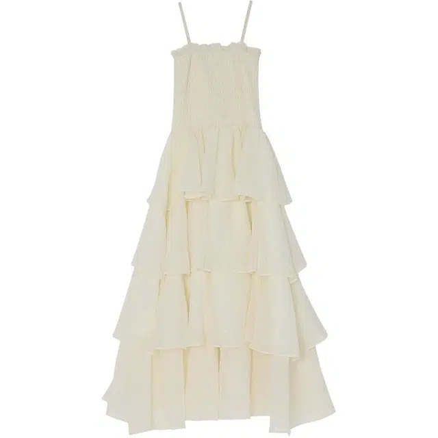 拾籍 海边度假沙滩仙女裙蛋糕裙优雅气质款收腰法式吊带连衣裙 女款