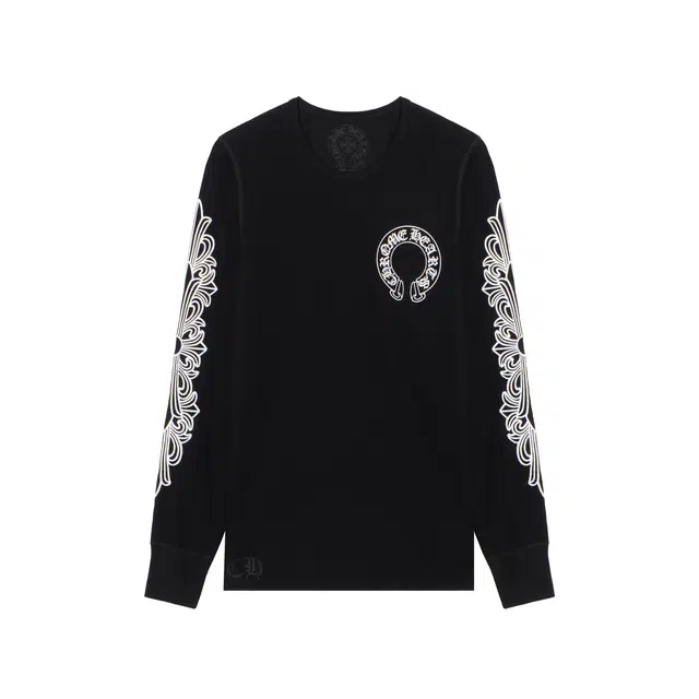 Chrome Hearts SS25 Horseshoe Print Long Sleeve Tee Black