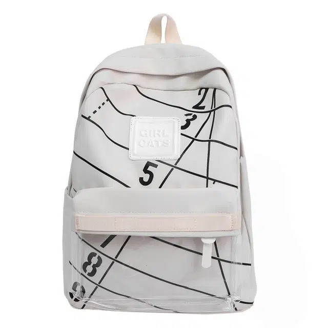 南潇湘 高颜值简约百搭高颜值通勤旅行电脑背包个性美式涂鸦大容量背包 尼龙 双肩包 常规 男女同款情侣款 黑色/白色/粉红色/蓝色