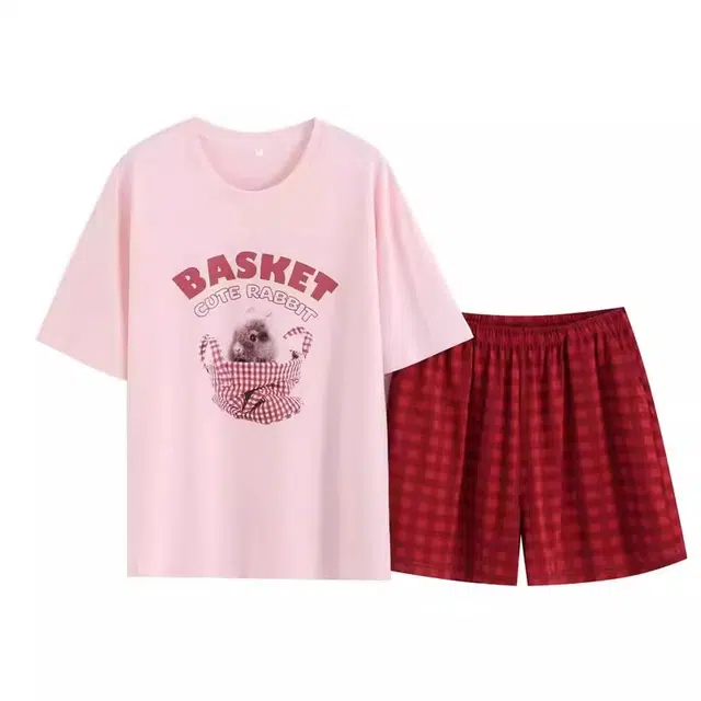 俏韵 时尚透气简约亲肤家居服短袖三分裤夏季睡衣套装 女款