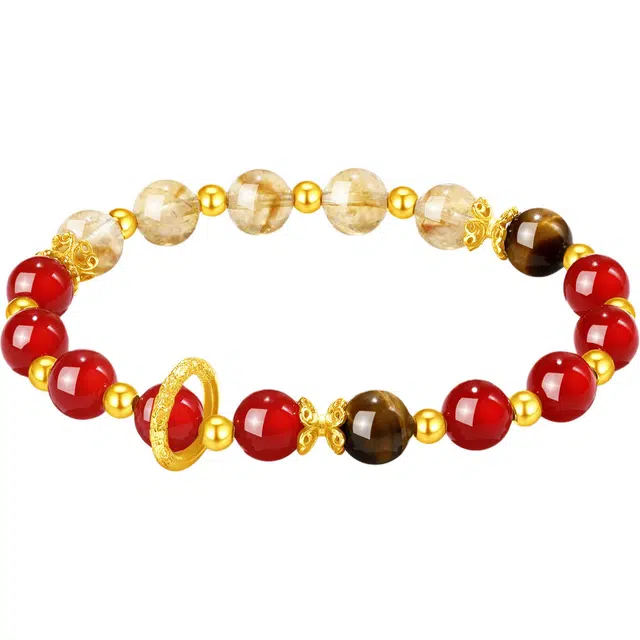 【福运莲莲 招财进宝】 老凤祥 鸿喜平安 新中式福泽聚宝鸿运当头新中式时来运转八方来财简约天然 黄水晶 手串 女款