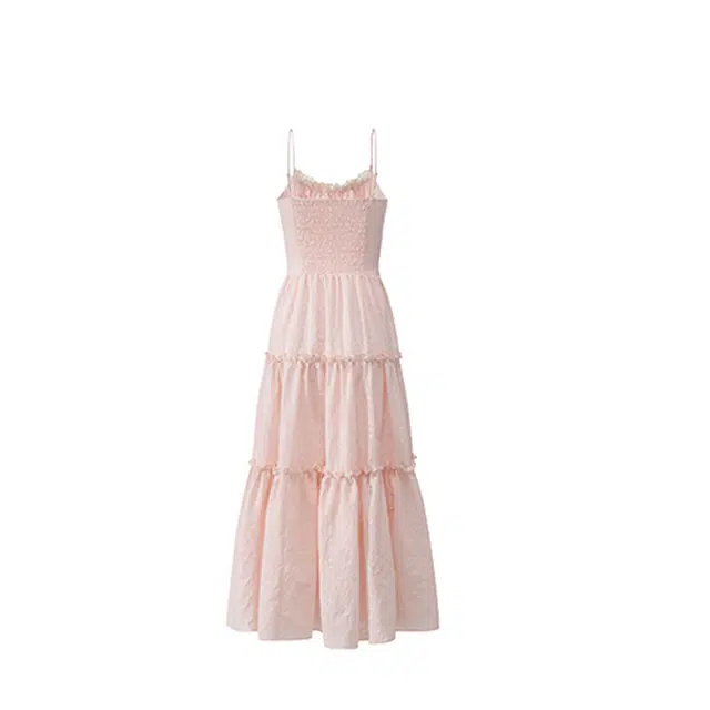 敲模女孩 法式纯欲风复古花朵高级感气质收腰度假风吊带连衣裙 女款