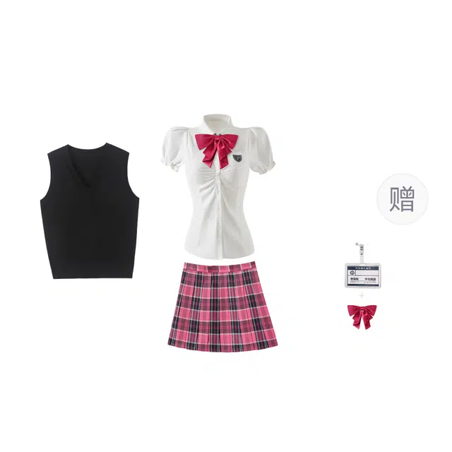 花山家的猫 日系校供甜美辣妹校园风马甲甜酷百褶裙制服 女款