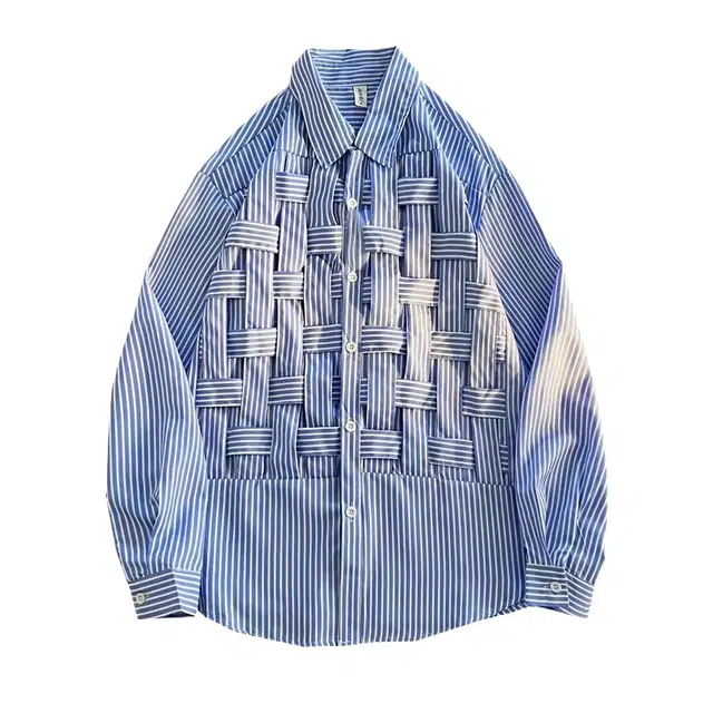 桴生 设计感小众编织条纹港风开衫上衣外套长袖衬衫 女款