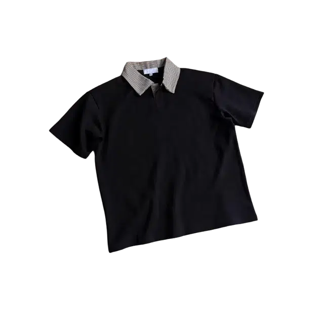 拓菲 夏装时尚千鸟格拼接宽松百搭潮流短袖衬衫 男女同款