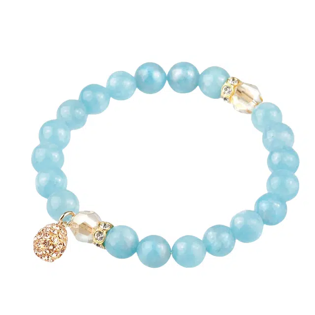 子婳 韩系个性时尚清新森系转运珠国潮美学前程似锦优雅百搭气质女神学生手饰 蓝水晶 手串 女款