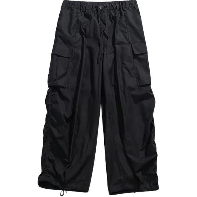 大格子与黑猫 纯色立体长裤日系复古户外宽松休闲裤工装裤 男款