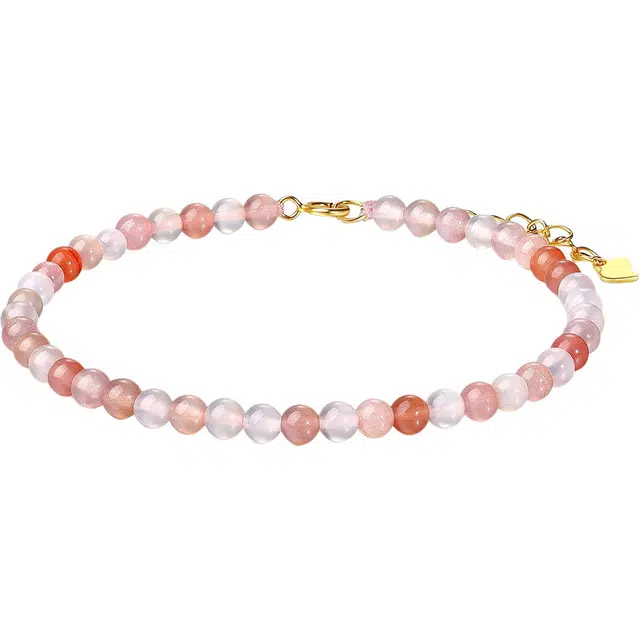 老庙 简约清新多巴胺拼色串珠 国风少女休闲百搭#好运 玛瑙 手链 女款