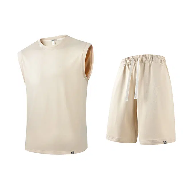 红蜻蜓 美式高街复古两件套无袖上衣短裤百搭简约高级感休闲运动套装 男女同款